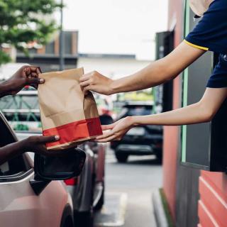 Fast food bag in drive through