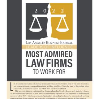2022 Cover page of magazine Los Angeles Business Journal