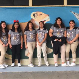 girls at morningside high school with new shirts