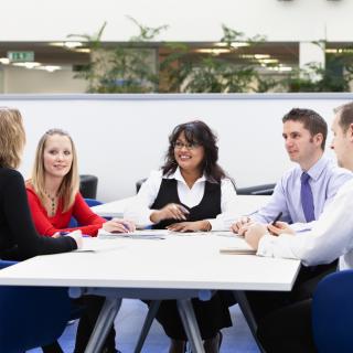 coworkers around a table
