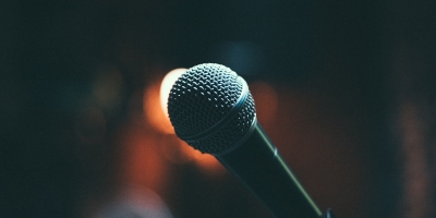 Closeup photo of a microphone